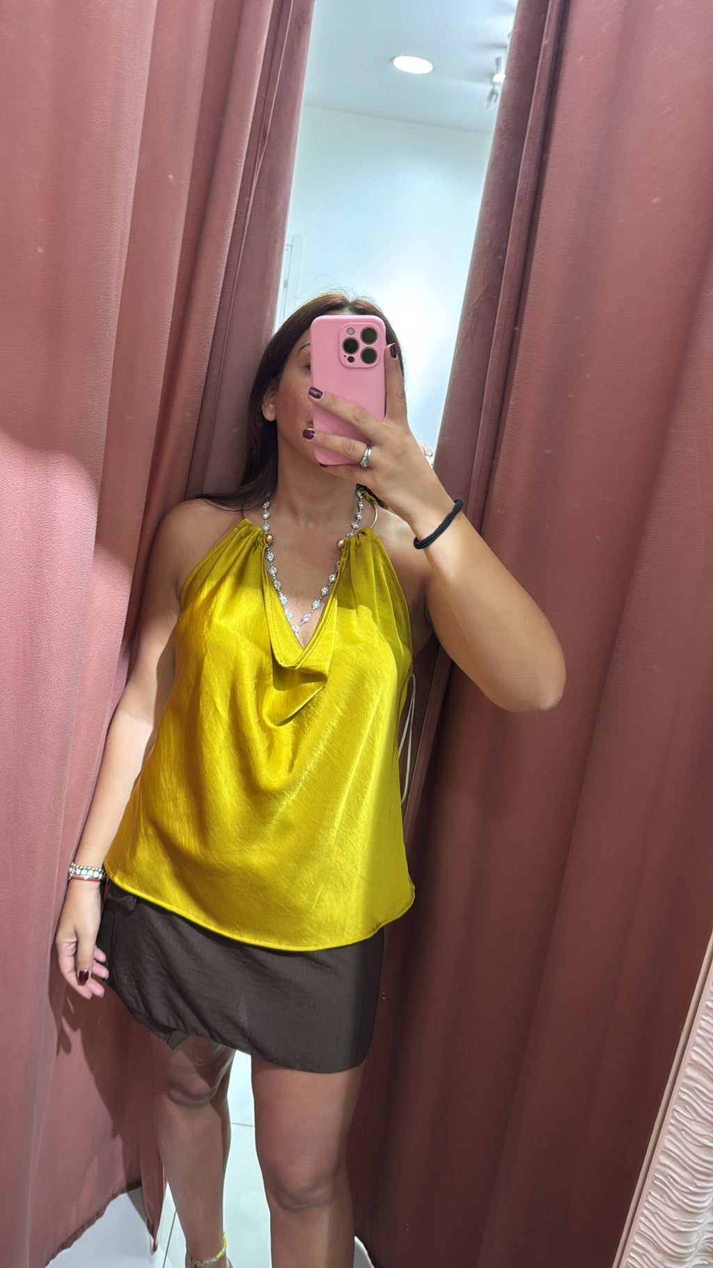 Canotta satin ocra